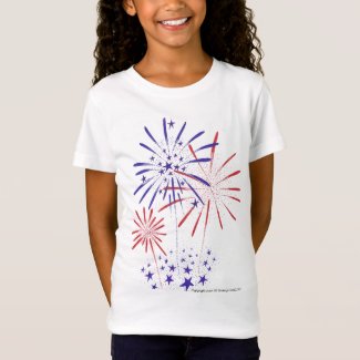 4th of July Girls Baby Doll Fitted Shirt
