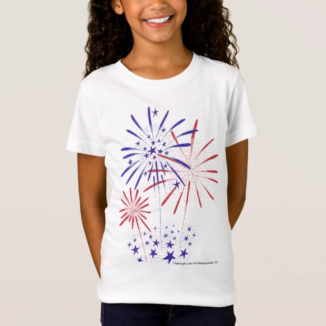 4th of July Girls Baby Doll Fitted Shirt (Front)