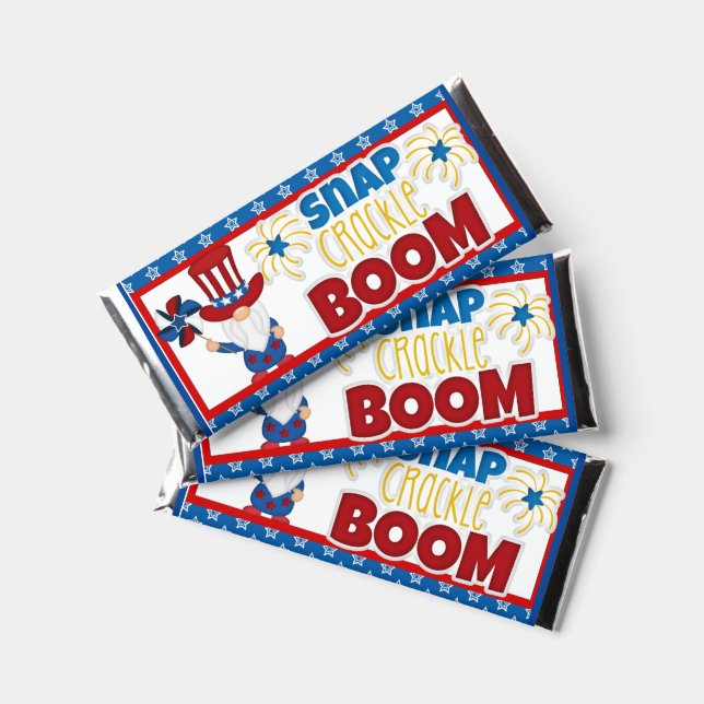 4th of July Gnome Candy Bar Wrapper Party Favors (Front)