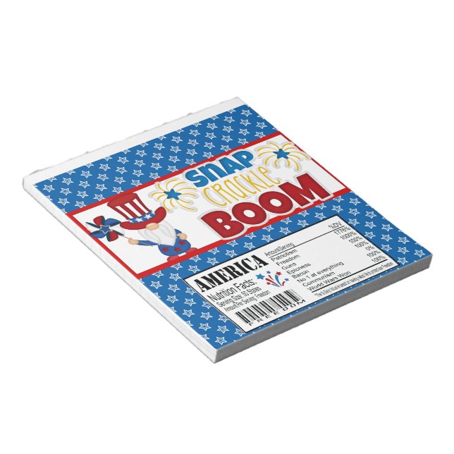 4th of July Gnome Candy Bar Wrapper Party Favors Notepad (Angled)