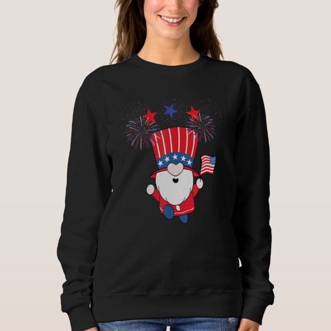 4th Of July Gnome Hat Usa Flag American Fireworks  Sweatshirt (Front)