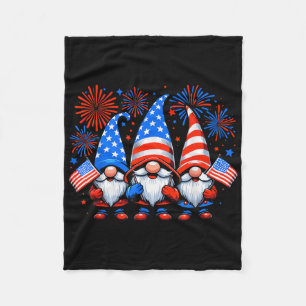 4th Of July Gnomes American Flag Patriotic Indepen Fleece Blanket