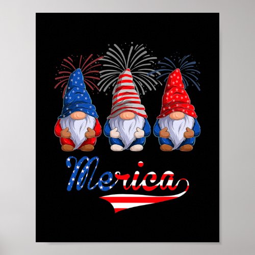 4th Of July Gnomes Kid Patriotic Gnomes US Flag Poster