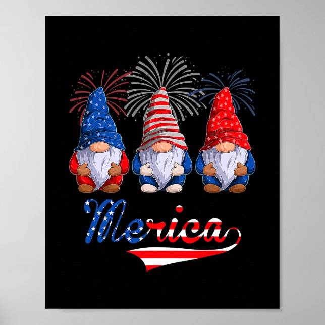 4th Of July Gnomes Kid Patriotic Gnomes US Flag Poster (Front)