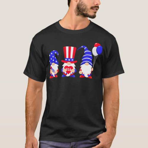 4th of July Gnomes Patriotic  Flag Independence Da T_Shirt