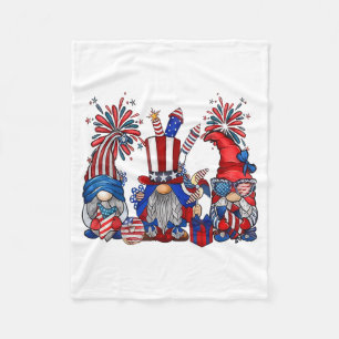 4th Of July Gnomes Patriotic Funny Independence Fleece Blanket