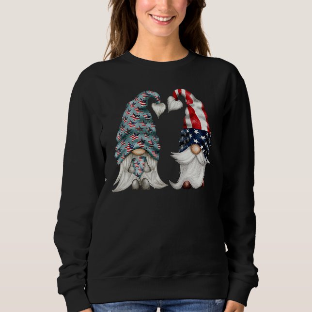 4th Of July Gnomies For Proud Veteran  Two Patriot Sweatshirt (Front)