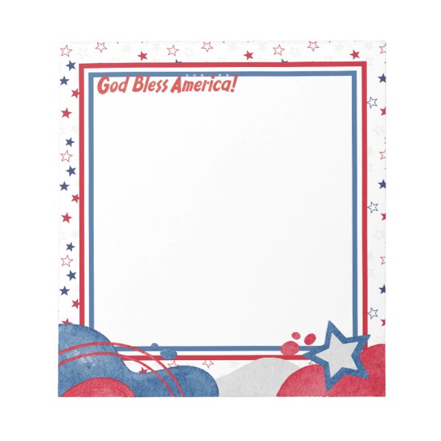 4th of July, God Bless America Notepad (Front)