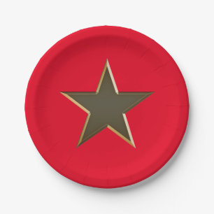 4th of July gold red white patriotic star Paper Plates