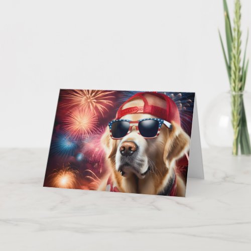 4th Of July Golden Retriever Card