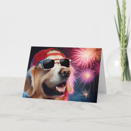 4th Of July Golden Retriever Card