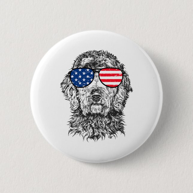 4th Of July Goldendoodle Doodle Dog Patriotic Usa  Button (Front)