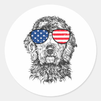 4th Of July Goldendoodle Doodle Dog Patriotic Usa Classic Round Sticker