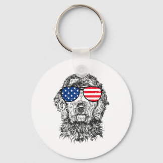 4th Of July Goldendoodle Doodle Dog Patriotic Usa Keychain