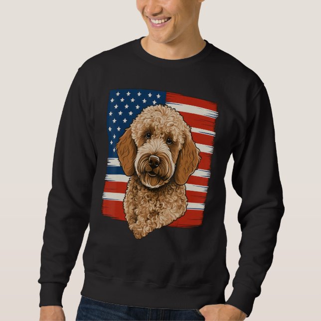 4th Of July Goldendoodle on Patriotic American Gol Sweatshirt (Front)