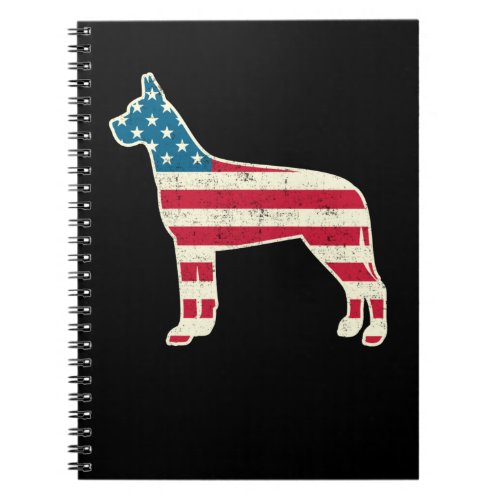 4th of July Great Dane American Flag Dog USA Notebook