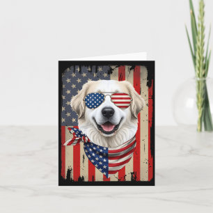 4th of July Great Pyrenees Dog AAAmerican Flag USA Card