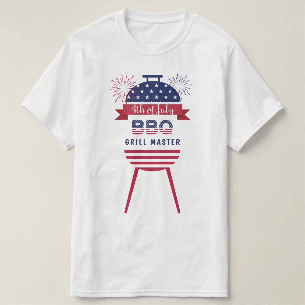 4th of July Grill Master bbq barbecue red and blue Personalized T-Shirt