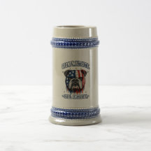 4th Of July Grumpy Patriotic Bulldog Beer Mug