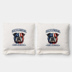 4th Of July Grumpy Patriotic Bulldog Cornhole Bags