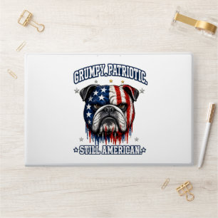 4th Of July Grumpy Patriotic Bulldog Laptop Skin