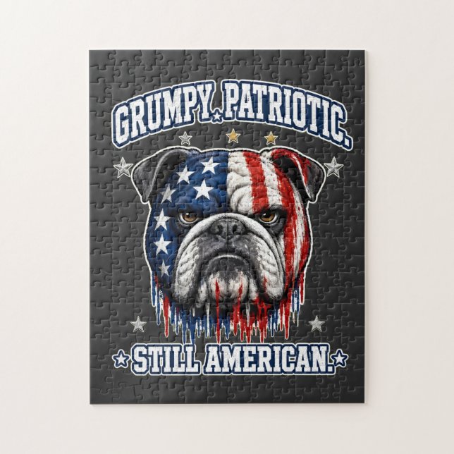 4th Of July Grumpy Patriotic Bulldog Puzzle (Vertical)