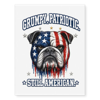 4th Of July Grumpy Patriotic Bulldog Tattoos