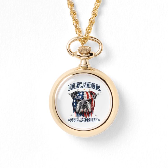 4th Of July Grumpy Patriotic Bulldog Watch (Front)