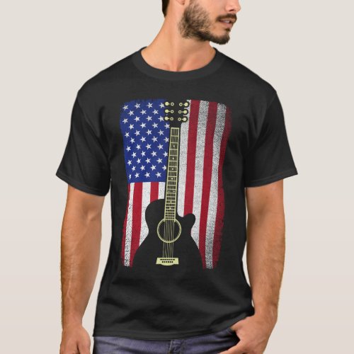 4th Of July Guitar Musician USA American Flag T_Shirt