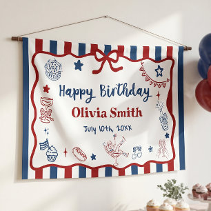 4th of July Hand Drawn Birthday Party Banner