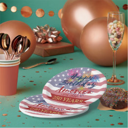 4th of July Happy Birthday America USA 250th Paper Plates