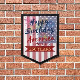 4th of July Happy Birthday America USA 250th Wall Pennant