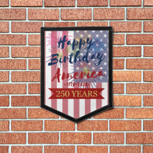 4th of July Happy Birthday America USA 250th Wall Pennant