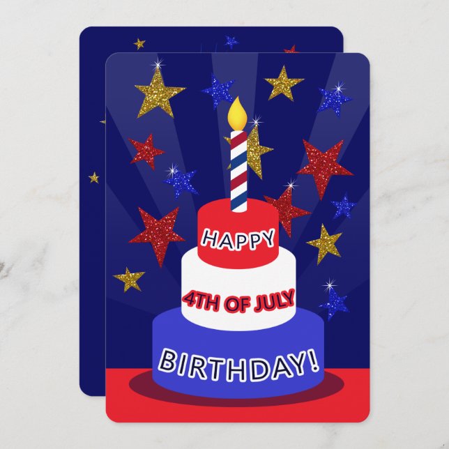 4Th Of July Happy Birthday | Two Sided Card | Zazzle