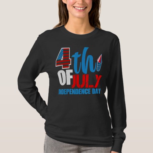 4th Of July Happy Independence Day 1776 God Bless  T_Shirt