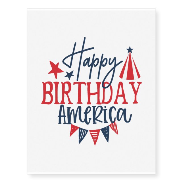 4th of July - Happy Independence Day Temporary Tattoos (Front)