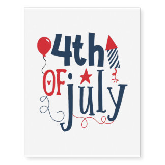4th of July - Happy Independence Day Temporary Tattoos