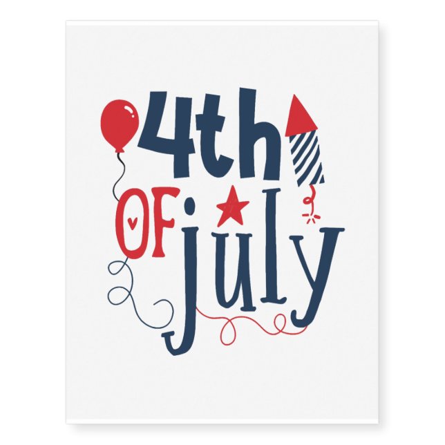 4th of July - Happy Independence Day Temporary Tattoos (Front)
