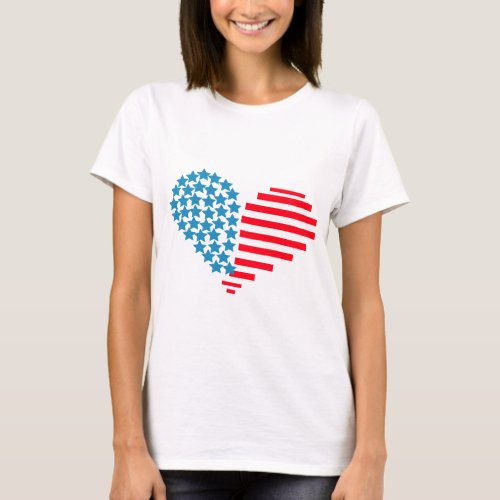 4th of july hearts T_Shirt