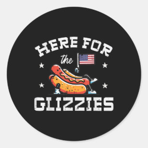 4th Of July Here For Glizzies Hotdog Patriot Men W Classic Round Sticker