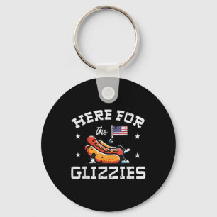 4th Of July Here For Glizzies Hotdog Patriot Men W Keychain