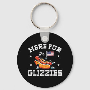 4th Of July Here For Glizzies Hotdog Patriot Men W Keychain