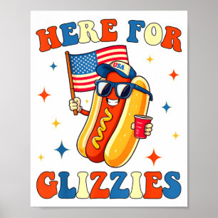 4th Of July Here For Glizzies Hotdog Patriot Men W Poster
