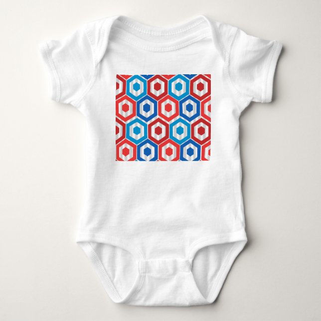 4th of July Hexagons Baby Bodysuit (Front)
