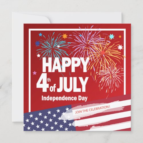 4th of July Holiday Independence Day Personalize Invitation
