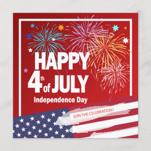 4th of July Holiday Independence Day Personalize Invitation