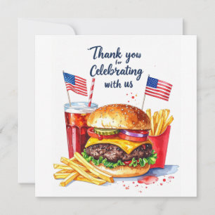 4th of July Hotdog BBQ Thank You Card