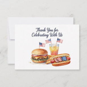 4th of July Hotdog BBQ Thank You Card