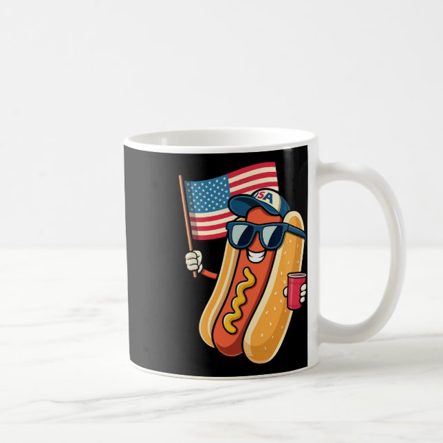 4th Of July Hotdog Funny Fourth Of July Patriotic  Coffee Mug (Right)