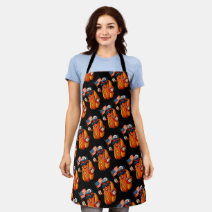 4th of July Hotdog Funny Patriotic USA Flag Apron